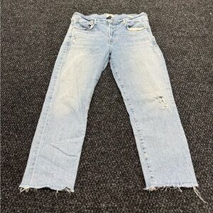 Citizens of Humanity Ella Crop Jeans 31 Distressed Raw Hem Light Wash